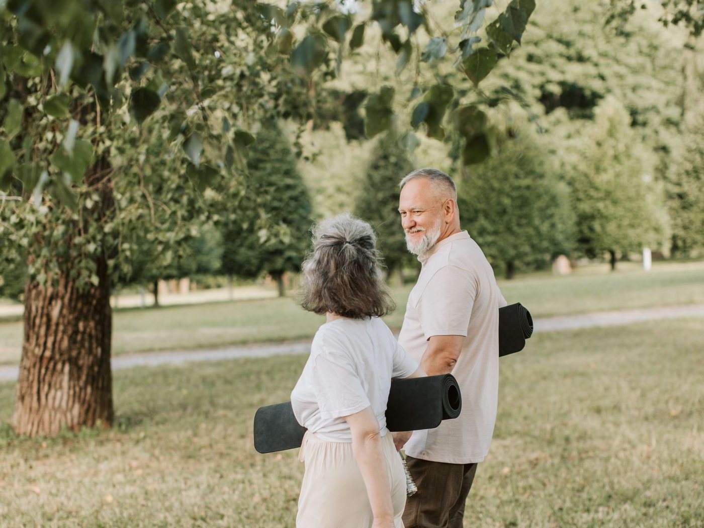 Older adults walking outdoors after a wellness activity